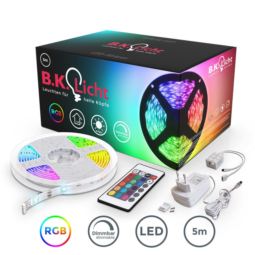 B.K.Licht LED Streifen 5m RGB Farbwechsel